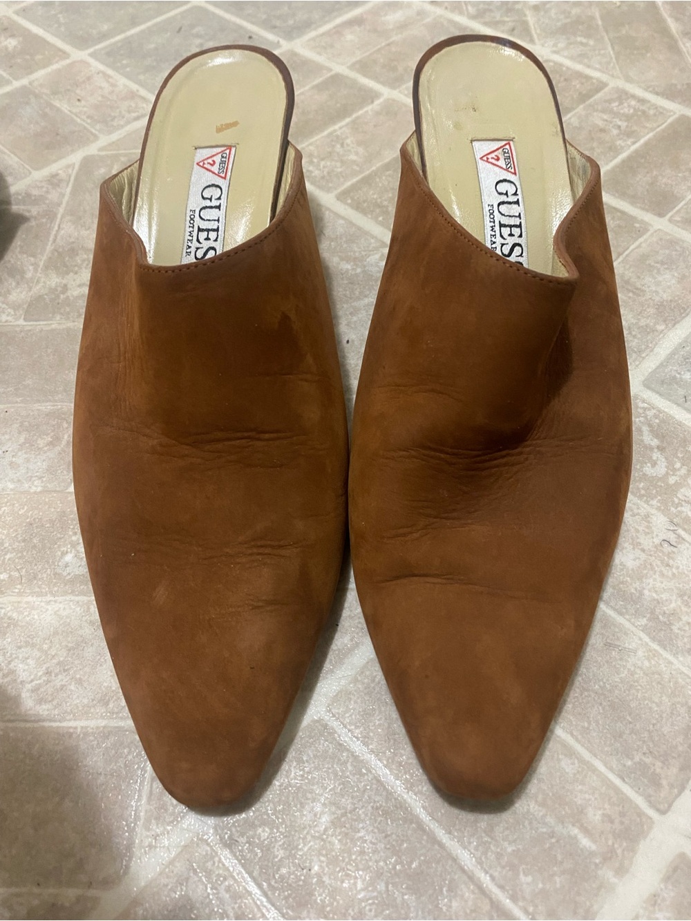 GUESS vintage 90s/ Brown Suede Slip-On Mules